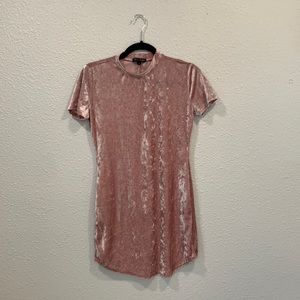 AS U WISH Mini Pink Velvet Long Shirt Dress Size XS/S